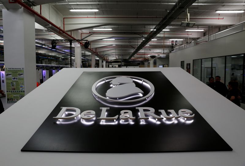 &copy; Reuters. The corporate logo of De La Rue is seen at a new EUR 27 million product authentication facility at De La Rue Malta at Bulebel Industrial Estate in Zejtun
