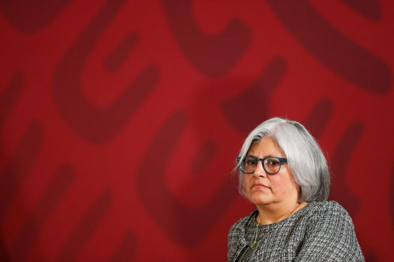 &copy; Reuters. Mexico&apos;s Economy Minister Graciela Marquez attends Mexico&apos;s President Andres Manuel Lopez Obrador daily news conference at National Palace in Mexico City