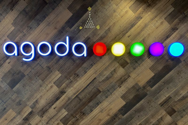 &copy; Reuters. The logo of Agoda online travel agency is seen at their office in Bangkok