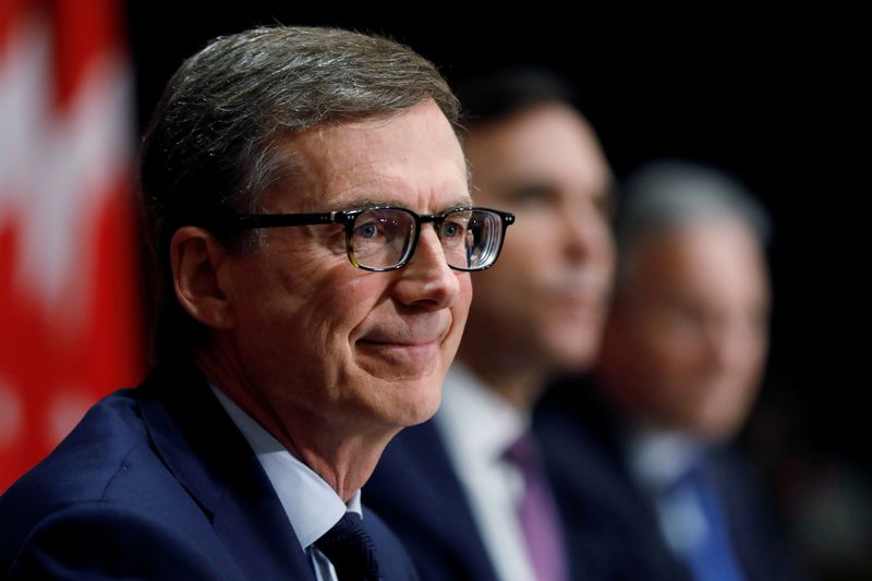 &copy; Reuters. FILE PHOTO: Bank of Canada governor designate Tiff Macklem attends a news conference with Canada&apos;s Minister of Finance Bill Morneau and current Bank of Canada governor Stephen Poloz on Parliament Hill in Ottawa