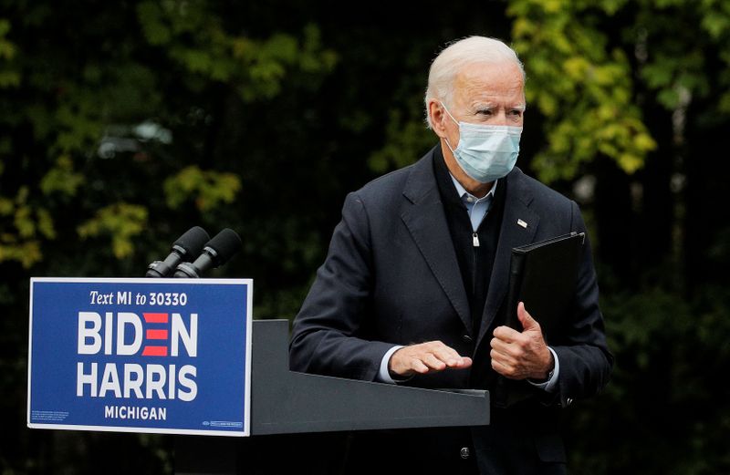 &copy; Reuters. Democratic U.S. presidential nominee Joe Biden campaigns in Grand Rapids, Michigan