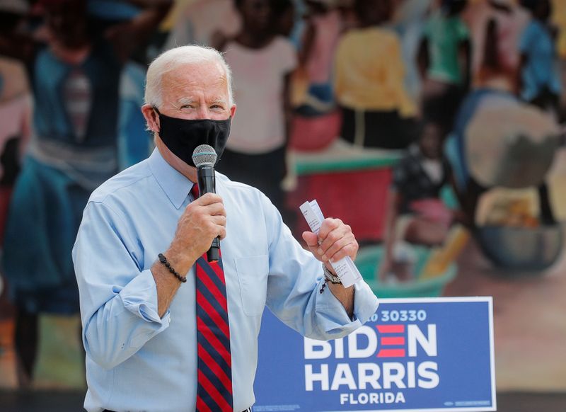 &copy; Reuters. Democratic U.S. presidential nominee Joe Biden campaigns in Miami, Florida