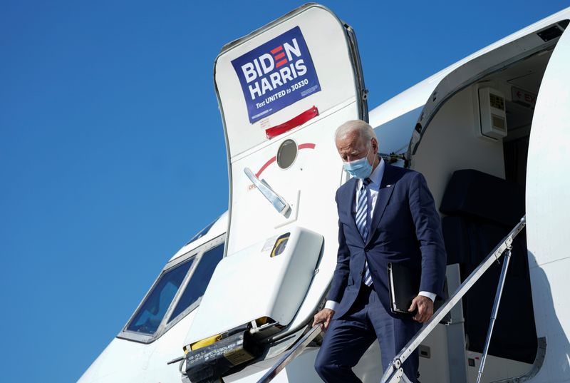 &copy; Reuters. Democratic U.S. presidential nominee Joe Biden arrives in n Hagerstown, Maryland