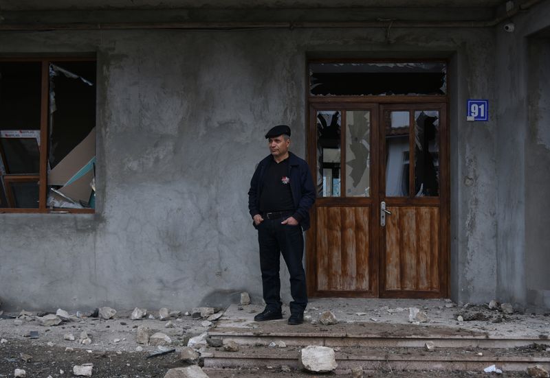 &copy; Reuters. Aftermath of recent shelling during a military conflict over the breakaway region of Nagorno-Karabakh, in Stepanakert