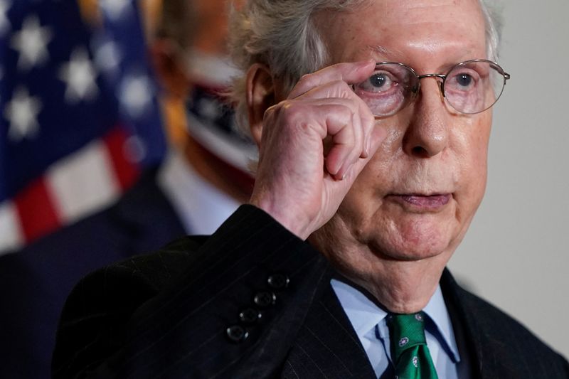 &copy; Reuters. Senate Majority Leader Mitch McConnell (R-KY) speaks to journalists in Washington