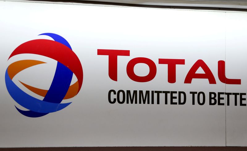 &copy; Reuters. The logo of French oil and gas company Total is seen during a shareholders meeting in Paris