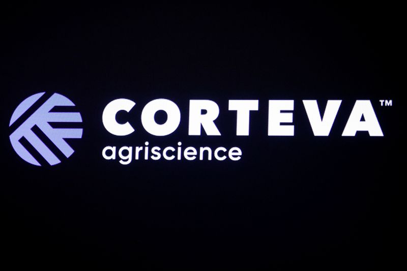 &copy; Reuters. The logo for Corteva Agriscience, a former division of DowDuPont, is displayed on a screen at the NYSE in New York