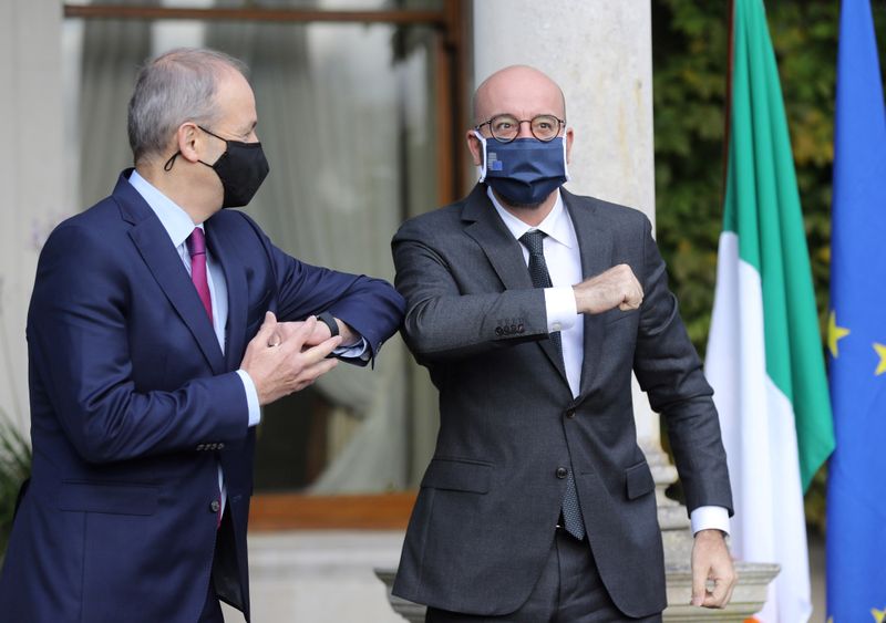 &copy; Reuters. Ireland&apos;s Prime Minister Micheal Martin meets with European Council President Charles Michel at Farmleigh House in Dublin
