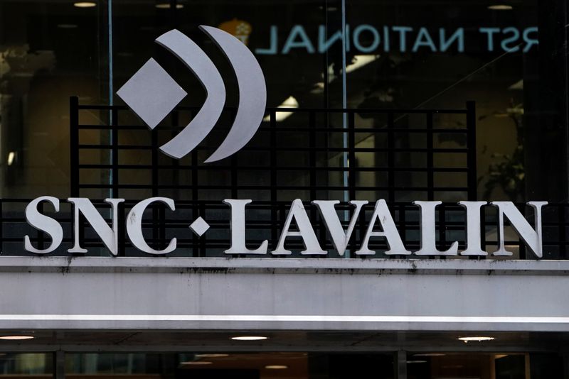 © Reuters. An SNC Lavalin logo is pictured in Montreal, Quebec