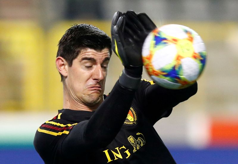 © Reuters. كورتوا يغيب عن ثلاث مباريات لبلجيكا بسبب إصابة في أعلى الفخذ