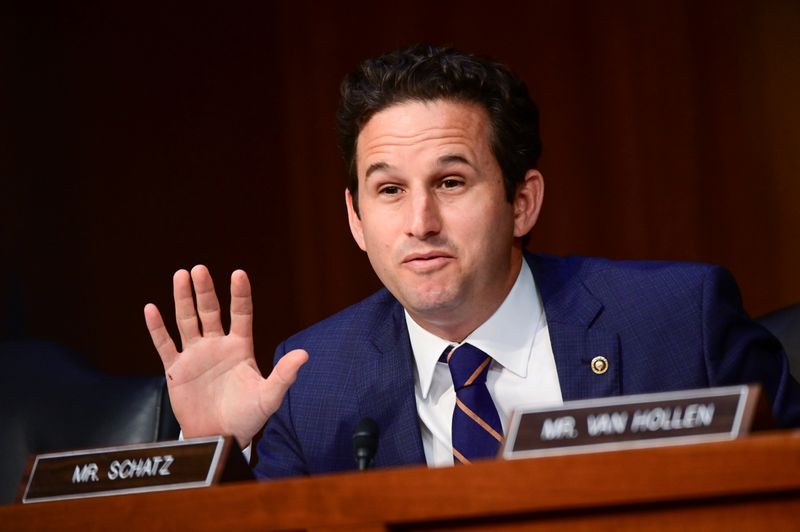 &copy; Reuters. Schatz speaks during Facebook digital currency hearing