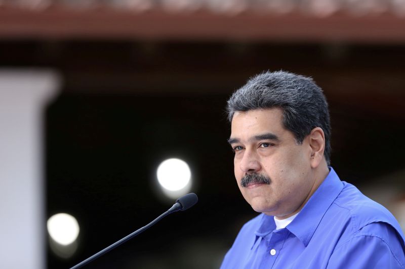 &copy; Reuters. FILE PHOTO: Venezuela&apos;s President Nicolas Maduro speaks during an event with the youth of Venezuela&apos;s United Socialist Party in Caracas