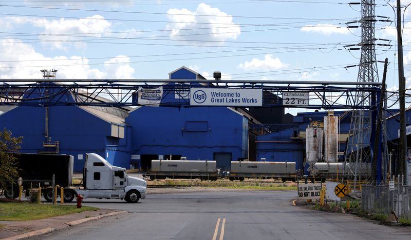 &copy; Reuters. FILE PHOTO: Entrance to the U.S. Steel Great Lakes Works plant is seen in Ecorse, Michigan