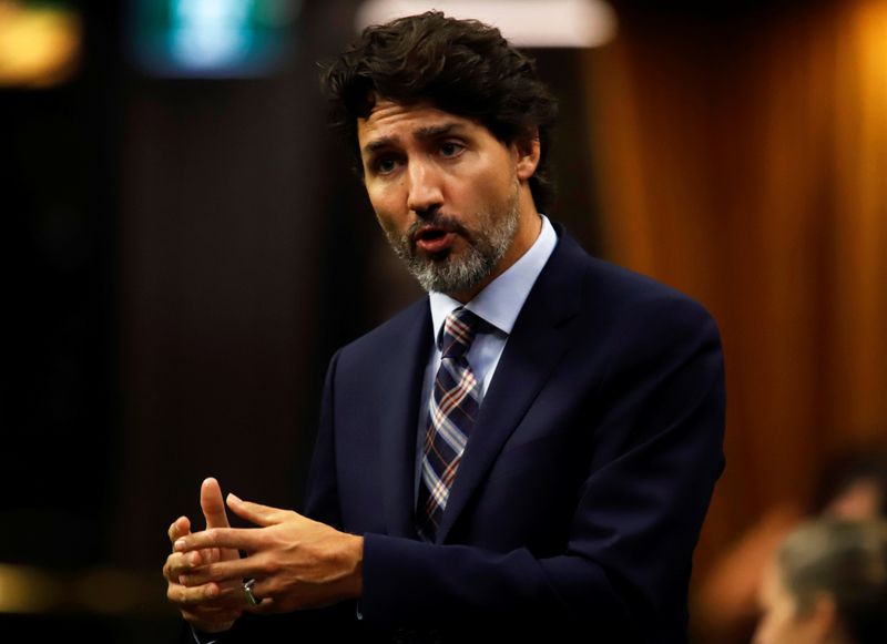 &copy; Reuters. Canada&apos;s Prime Minister Justin Trudeau speaks in parliament during Question Period in Ottawa