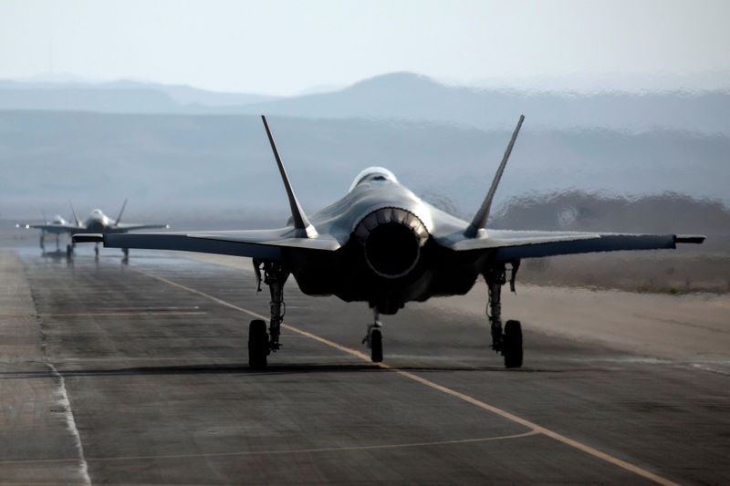 &copy; Reuters. FILE PHOTO: An Israeli F35 aircraft is seen on the runway during &quot;Blue Flag&quot;, an aerial exercise hosted by Israel with the participation of foreign air force crews, at Ovda military air base, southern Israel