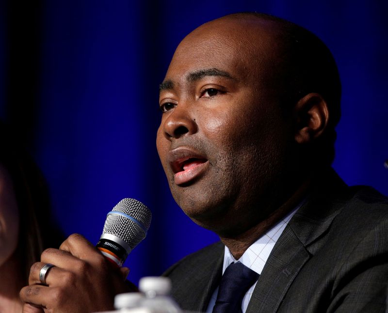 &copy; Reuters. FILE PHOTO: Jaime Harrison chair of the South Carolina Democratic Party and a candidate for Democratic National Committee Chairman, speaks during a Democratic National Committee forum in Baltimore, Maryland.