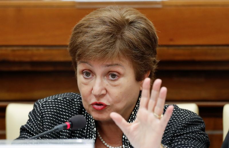 © Reuters. IMF Managing Director Kristalina Georgieva speaks during a conference hosted by the Vatican on economic solidarity