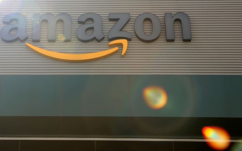 &copy; Reuters. FILE PHOTO: The logo of Amazon is seen at their new warehouse during its opening announcement on the outskirts of Mexico City