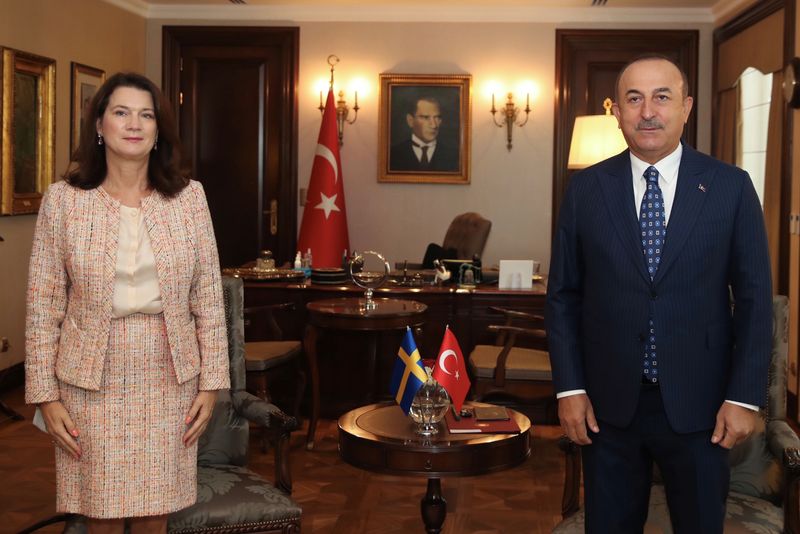 &copy; Reuters. Turkish Foreign Minister Mevlut Cavusoglu meets with his Swedish counterpart Ann Linde in Ankara