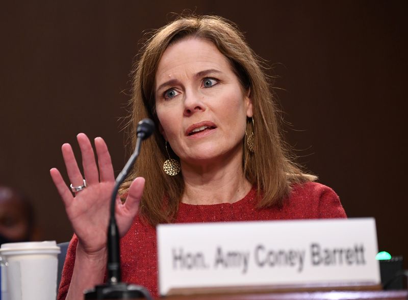 &copy; Reuters. Juíza Amy Coney Barrett em audiência no Senado dos EUA