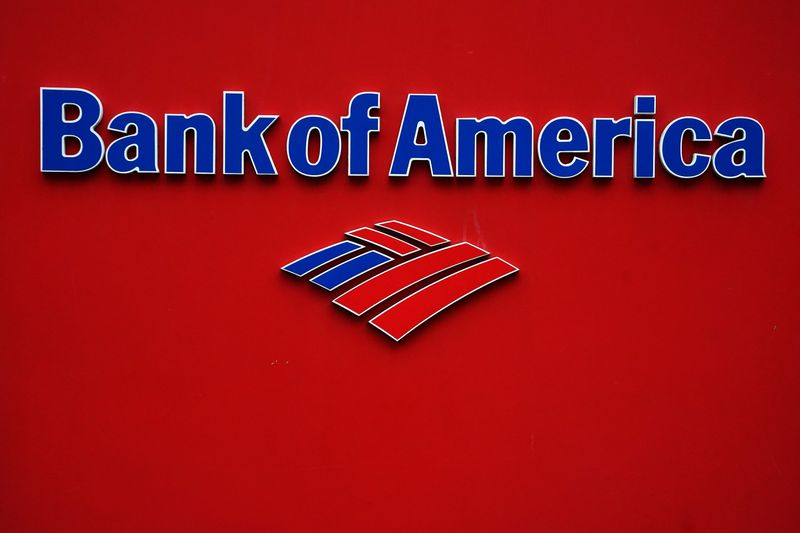 &copy; Reuters. Il logo Bank of America nel quartiere di Manhattan, a New York