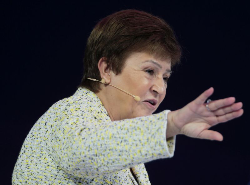 © Reuters. FILE PHOTO: IMF Managing Director Kristalina Georgieva speaks at the Global Women's Forum in Dubai