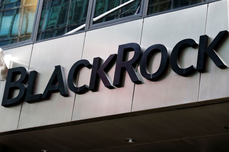 &copy; Reuters. The BlackRock logo is seen outside of its offices in New York