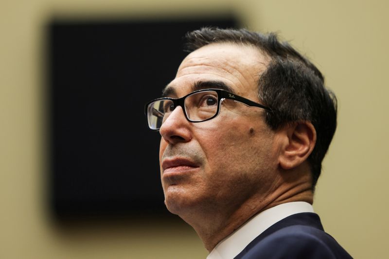 © Reuters. FILE PHOTO: U.S. Treasury Secretary Mnuchin testifies before House Select Subcommittee on the Coronavirus Crisis