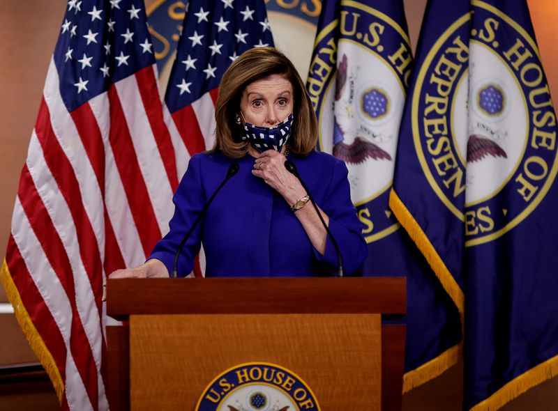 &copy; Reuters. FILE PHOTO: House Speaker Nancy Pelosi introduces legislation to create 25th Amendment commission during news conference on Capitol Hill in Washington