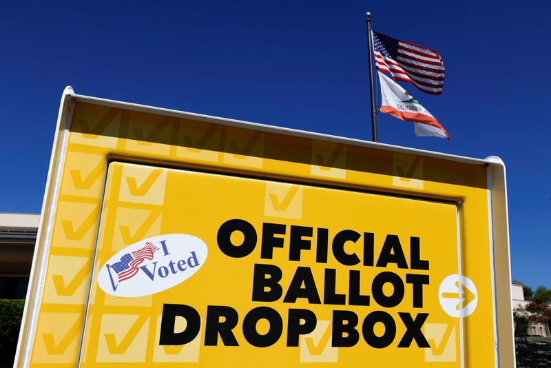 © Reuters. FILE PHOTO: An official Orange County election ballot drop box is shown in Laguna Hills, California