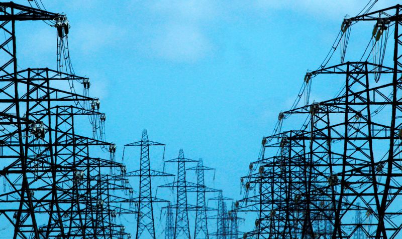 &copy; Reuters. FILE PHOTO: Power lines and pylons stretch out from Dungeness nuclear power station