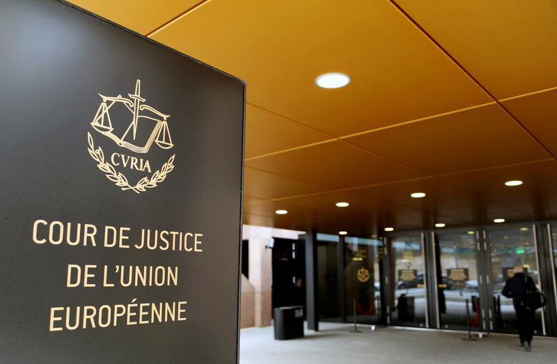 &copy; Reuters. FILE PHOTO: The entrance of the European Court of Justice is pictured in Luxembourg
