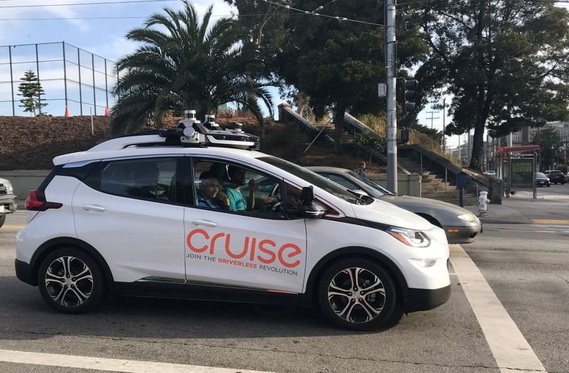 &copy; Reuters. FILE PHOTO: A Cruise self-driving car, which is owned by General Motors Corp, is seen outside the company’s headquarters in San Francisco
