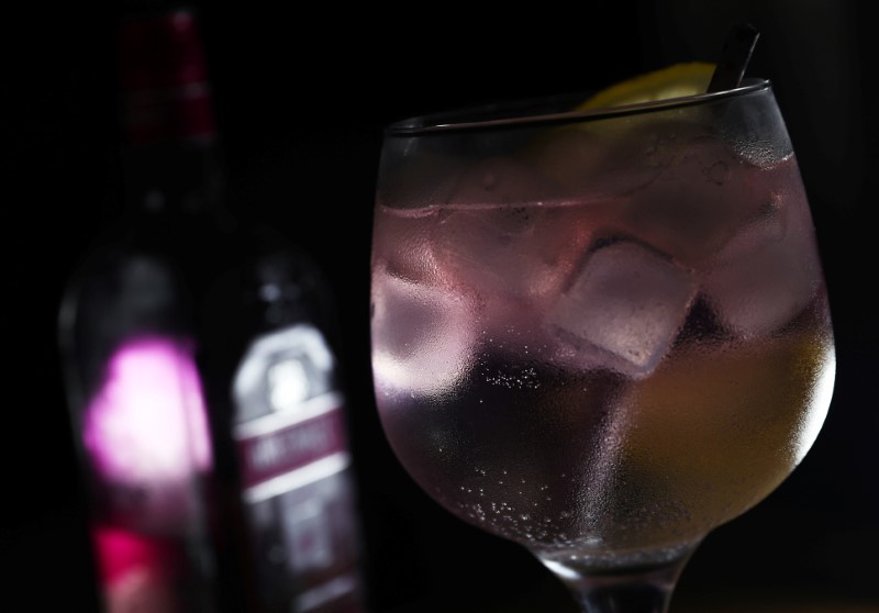 &copy; Reuters. Greenall&apos;s Wild Berry pink gin is seen in a photo illustration in London