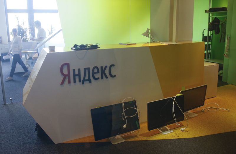 &copy; Reuters. Unplugged computer monitors are seen through a glass door in the office of the Russian internet group Yandex in Kiev