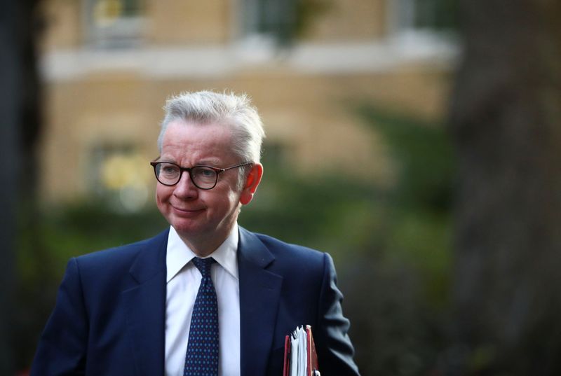 &copy; Reuters. Britain&apos;s Chancellor of the Duchy of Lancaster Michael Gove walks outside Downing Street in London