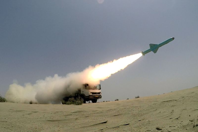 &copy; Reuters. FILE PHOTO: An Iranian locally made cruise missile is fired during war games in the northern Indian Ocean and near the entrance to the Gulf