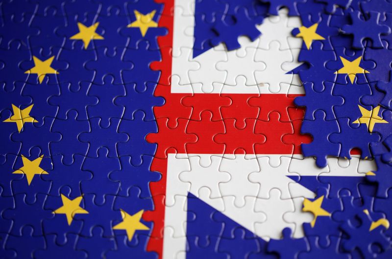 &copy; Reuters. Puzzle with printed EU and UK flags