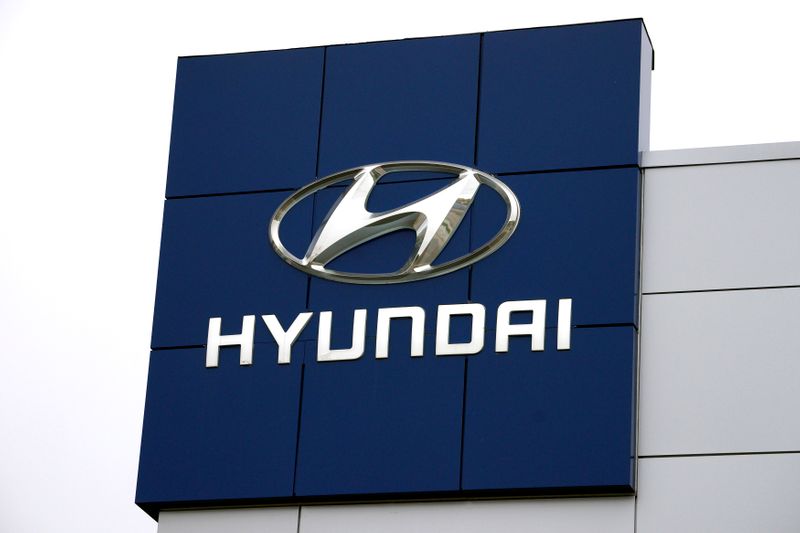 &copy; Reuters. The Hyundai logo is seen outside a Hyundai car dealer in Golden
