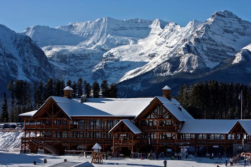 © Reuters. FILE PHOTO: A morning view of Whiskey Jack Lodge in Lake Louise, Alberta