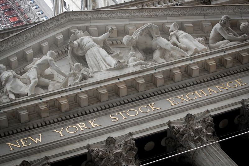 © Reuters. The front facade  of the of the NYSE is seen in New York