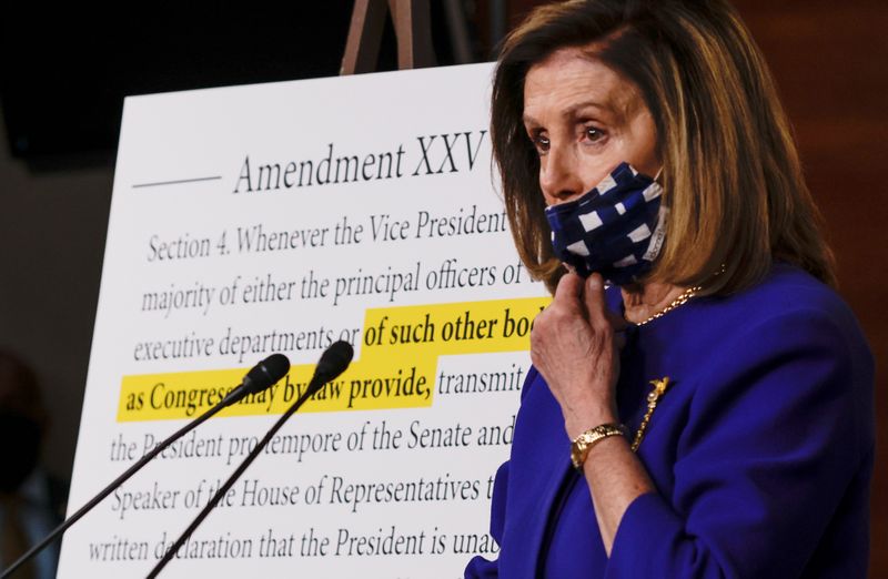 &copy; Reuters. House Speaker Nancy Pelosi introduces legislation to create 25th Amendment commission during news conference on Capitol Hill in Washington