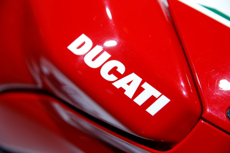&copy; Reuters. Ducati logo is pictured during the Volkswagen Group&apos;s annual general meeting in Berlin