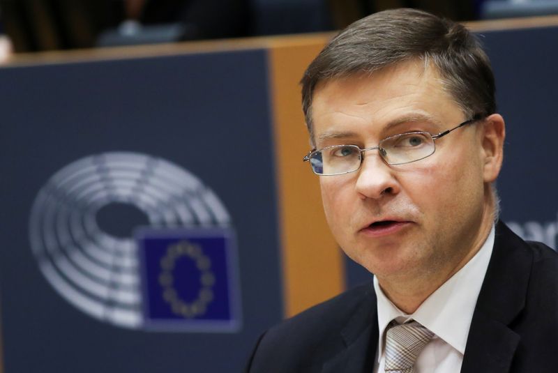 &copy; Reuters. Il vicepresidente della Commissione Europea Valdis Dombrovskis a Bruxelles