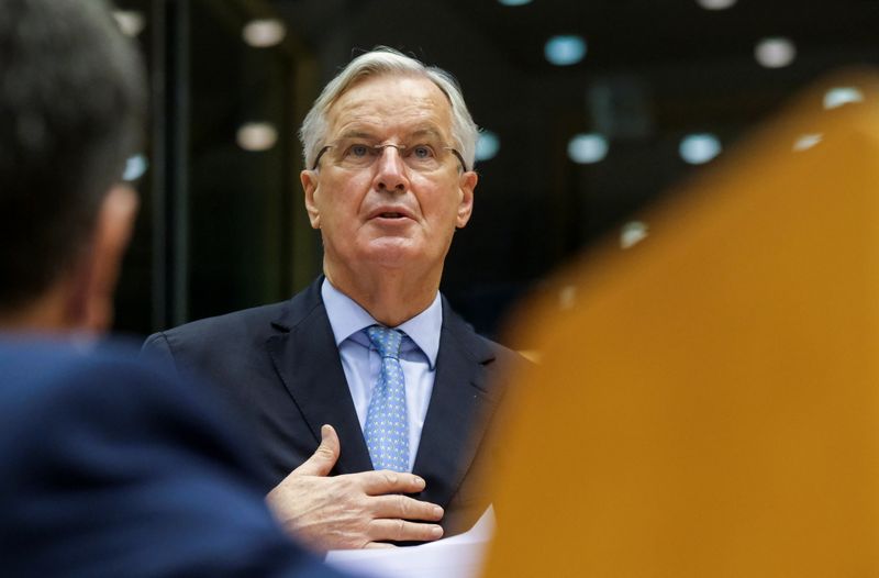 &copy; Reuters. Il negoziatore capo Ue per la Brexit Michel Barnier al Parlamento europeo a Bruxelles