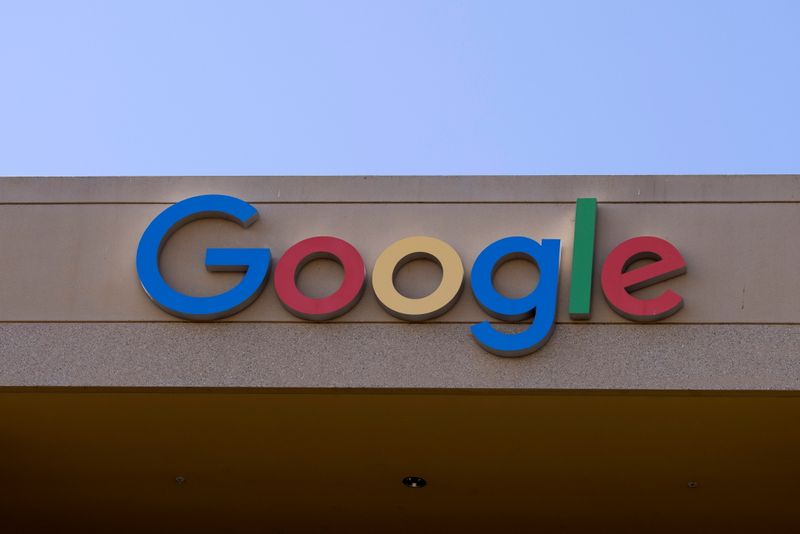&copy; Reuters. The Google sign is shown on one of  the company&apos;s office buildings in Irvine, California