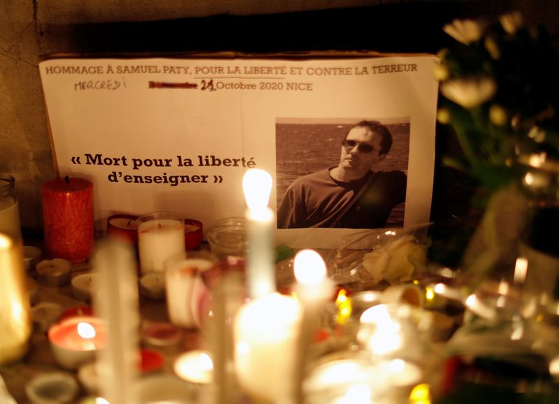 © Reuters. National tribute to beheaded French teacher Samuel Paty