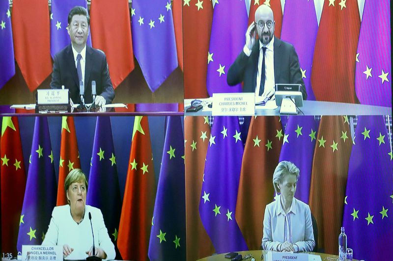 © Reuters. FILE PHOTO: EU-China virtual summit in Brussels