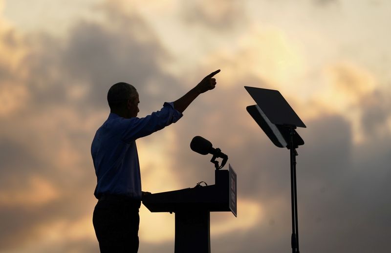 &copy; Reuters. Ex-presidente dos EUA Barack Obama durante comício na campanha de Joe Biden