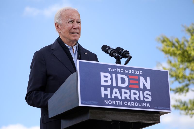 &copy; Reuters. FILE PHOTO: Democratic presidential candidate Joe Biden campaigns in North Carolina